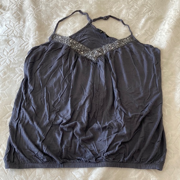Express Tops - Express size medium grey adjustable strap halter “going out” top